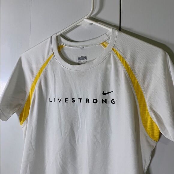 Nike Large White and Yellow Livestrong Dri‎ Fit Shirt - Picture 2 of 4
